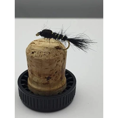 Image of BestCity fly Fishing PRIME collection HARES EAR Black WTD 8 pack size 10 trout flies Nymph
