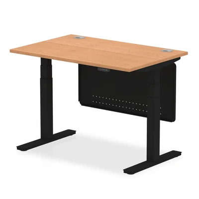 Image of Air 1200x800 Height Adjustable Desk Oak CP Black Leg Modesty Panel