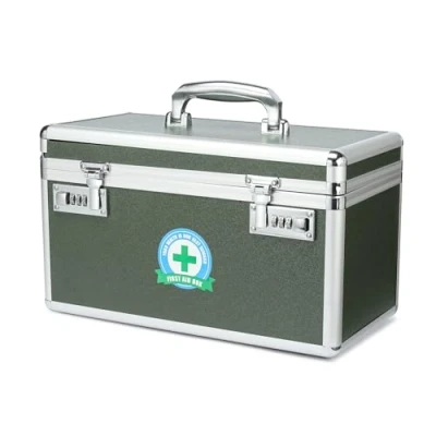 Image of Medication Lock Box with Combination, Lockable Medicine Storage Box, Empty First Aid Security Medical Organizer, Multipurpose Locking for Home and Outdoor (Green, Large)