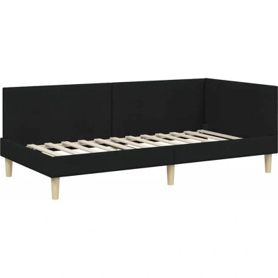 Image of vidaXL Corner Bed Frame Black 90 x 190 cm Fabric and Engineered wood