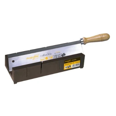 Image of Augusta Heckenrose Mitre Box with Fine Saw in Set I Cutting 250 x 68 48 mm Made of Sturdy Plastic for Precise Sawing 45 and 90 Angles