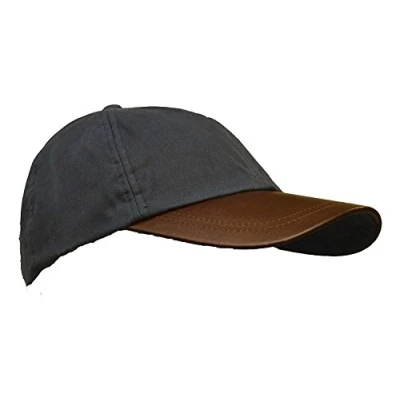 Image of WALKER AND HAWKES Wax Brunswick Baseball Cap w/Leather Peak One Size Navy