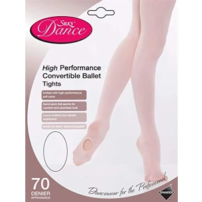 Image of Silky High Performance Womens Convertible Dance Ballet Tights 70d Pink Large