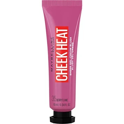 Image of Maybelline New York Cheek Heat Blush, Gel Formula, Water Based Colour Pigments, Glossy Finish, No. 35 Berry Flame