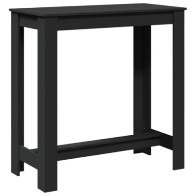 Image of vidaXL Bar Table Kitchen Counter/Bistro Black Engineered Wood, Modern Rectangular Design For Living Room/Dining Area/Kitchen, 102 x 50 103.5 cm, 80 kg Capacity