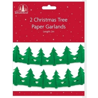 Image of 2 Christmas Tree Banner Bunting Party Decoration Hanging Xmas Decor Garlands 2MT