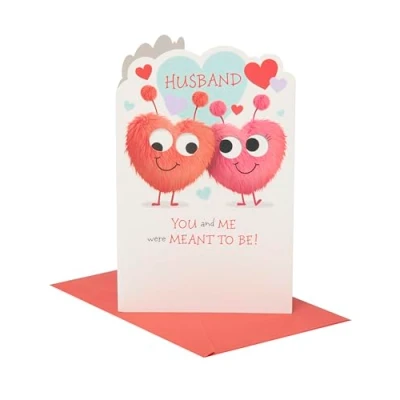 Image of UK Greetings Valentine&#039;s Day Card For Husband Fluffy Hearts Design