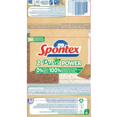 Image of SPONTEX Vegetable Scouring Sponge 2 sponges Without Colouring Part Made of 100% Recycled Fibres Effective and Durable