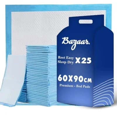 Image of 25x Bazaar Disposable Incontinence Bed Pads 60 x 90cm Highly Absorbent Sheets Waterproof for Sofa, Mattress (60x90cm (25 Pack))