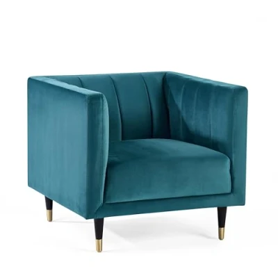 Image of Julian Bowen Salma Scalloped Back Chair Teal, Wooden frame with foam and fabric padding, One Size