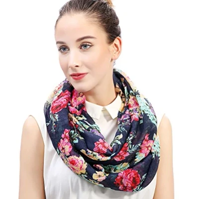 Image of Lina &amp; Lily Butterfly Print Lightweight Snood Scarf (Multi Butterflies and flowers)