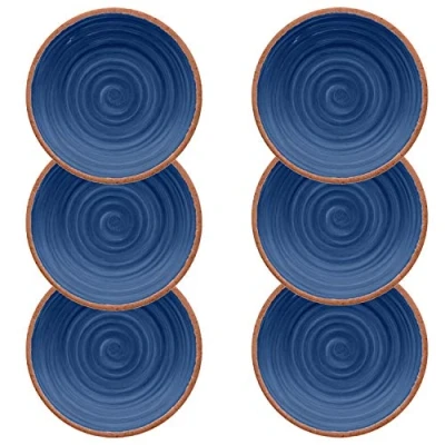 Image of Rustic Swirl Indigo Melamine Side Plate Set (6)