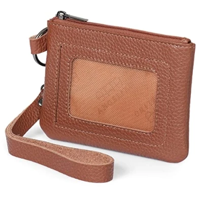 Image of Otto Angelino Genuine Leather Zippered ID Wallet with Wrist Strap Card Holder Unisex