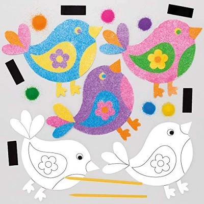 Image of Baker Ross AT564 Bird Sand Art Magnet Kits Pack of 6, Ideal For Kids&#039; Arts And Crafts, Educational Toys, Gifts, Keepsakes