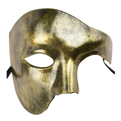 Image of Lilwemen Mens Mask Masquerade Phantom of The Opera Half Face (Gold)