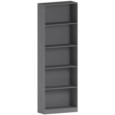 Image of Vida Designs Cambridge 5 Tier Extra Large Bookcase, Grey Wooden Shelving Display Storage Unit Office Living Room Furniture