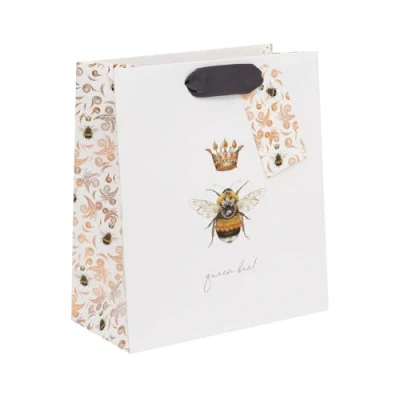 Image of Glick Medium Gift Bag, Queen Bee, 225 x 200 100 mm, Luxury Recyclable Bag for Birthdays &amp; Celebrations