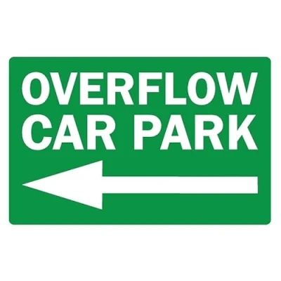 Image of Overflow car park left arrow parking sign 1mm flexible Plastic (300mm x 200mm)
