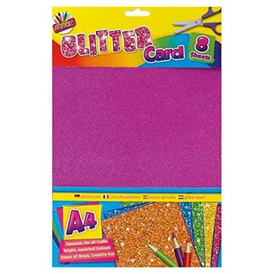 Image of The Home Fusion Company 8 Sheets A4 Glitter Card Assorted Colours Kids Crafts Paper Party Invitations