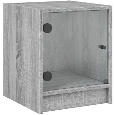 Image of vidaXL Bedside Cabinet with Glass Door Grey Sonoma 35x37x42 cm