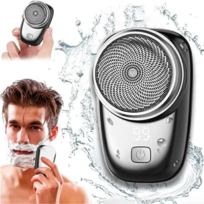 Image of Mini Shaver, Electric Razor for Men, Portable Pocket Size Shaver with LED Display, USB Rechargeable Waterproof Easy One Button Wet and Dry Use Suitable Home, Car, Travel