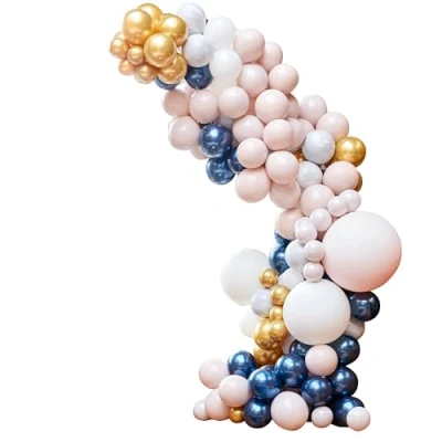 Image of Ginger Ray Marble, Navy &amp; Chrome DIY Luxury Balloon Arch Kit Party Decorations 200 Pack