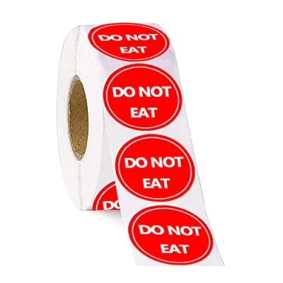 Image of DO NOT EAT Warning Labels Stickers,1.5 Inch Caution Sign Decals,Child Safety Label,500 Pcs Per Roll