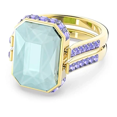 Image of Swarovski Orbita Ring, Reversible Green Crystals in Two Tonal Shades a Gold Tone Plated Setting, from the Collection, Size 50