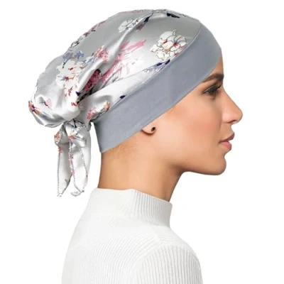 Image of Chemo Headwear for Women Head Scarfs Turbans UK Cancer Scarves Bandanas Long Hair Scarf Silky Muslim Headwraps with Gifts Loss