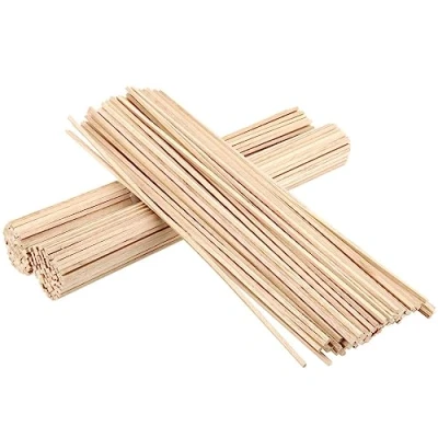 Image of SINJEUN 300 Pieces Square Wood Sticks, Dowel Rods Balsa Sticks for Carving, Model Making and DIY Craft(305 x 3 mm)