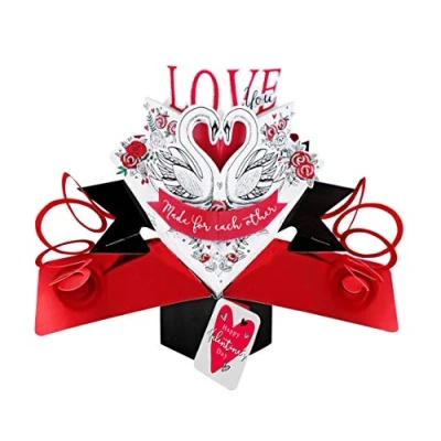Image of Pair Of Swans Valentine&#039;s Day Greeting Card 3D Pop Up Cards