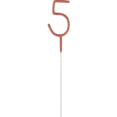 Image of Rose Gold 5th Glitz Birthday Sparkler (17cm) Perfect for Birthdays Cake Topper Decoration, Anniversary &amp; More 1 Pc