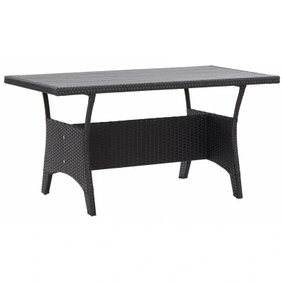 Image of vidaXL Black Poly Rattan Garden Table Outdoor Rectangular Patio Furniture, Weather Resistant and Easy to Clean, 120x70x66cm
