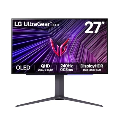 Image of LG UltraGear OLED Gaming Monitor 27GS95QE, 27 inch, 1440p, 240Hz, 0.03ms Response Time, HDR 10, NVIDIA G Sync &amp; AMD FreeSync compatible, Smart Energy Saving, DisplayPort, HDMI Black