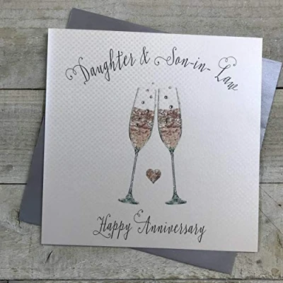 Image of DAUGHTER &amp; SON IN LAW Anniversary Handmade LARGE Card Flutes BY WHITE COTTON CARDS (XSS260)
