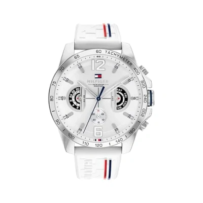 Image of Tommy Hilfiger Analogue Multifunction Quartz Watch for Men with White Silicone Bracelet 1710676
