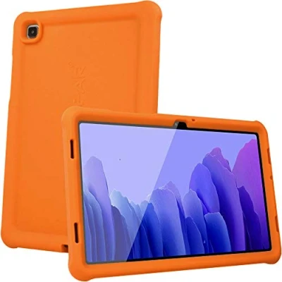 Image of TECHGEAR Bumper Case fits Samsung Galaxy Tab A7 10.4&quot; 2022/2020 (SM T500 / SM T505 T509) Rugged Shockproof Soft Silicone Easy Grip Anti Slip with Screen Film, Kids Proof [Orange]