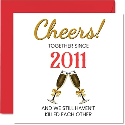 Image of Funny 13th Anniversary Card for Husband Wife Together Since 2011 Happy Wedding Cards Partner, I Love You Gifts, 145mm x Greeting Thirteenth Anniversaries