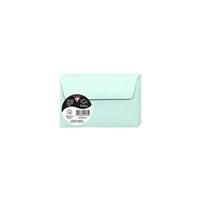 Image of Clairefontaine Ref 55331C Pollen Adhesive Envelopes (Pack of 20) 90 x 140mm Sized, 120gsm Paper, Printer Compatible, Acid Free, Strip for Easy Seal Jade Green