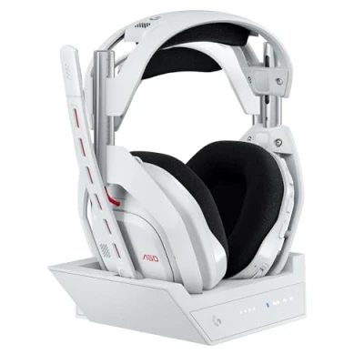 Image of Logitech G Astro A50 LIGHTSPEED Wireless Gaming Headset + Base Station (Gen 5), PRO GRAPHENE, 3 System Switching, USB C to Xbox, PS5, PC/Mac or Nintendo Switch, Bluetooth White