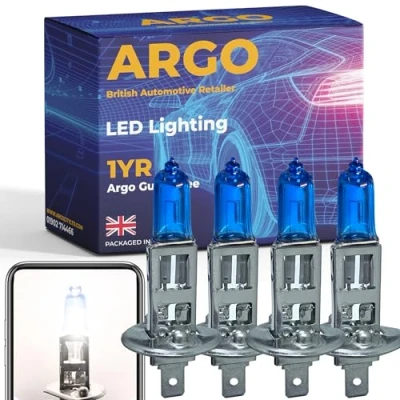 Image of Argo 4 Pcs H1 Headlight Bulb 55w Xenon White 6000k Super Bright Replacement 448 P14,5s Car Van Front Fog Light Lamp Main Dipped High Low Beam Upgrade Halogen Bulbs 12v
