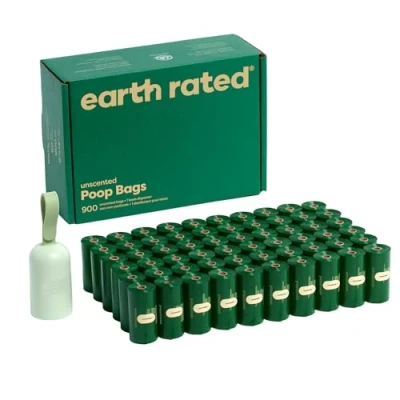 Image of Earth Rated Dog Poo Bag Holder with Bags Rolls, Durable and Guaranteed Leakproof, Unscented, 1 Dispenser 900