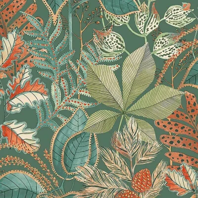 Image of Belgravia Decor Eden Leaf Botanical Wallpaper Green/Multi 3781