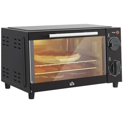 Image of HOMCOM Mini Oven, 9L Countertop Electric Grill, Toaster Oven with Adjustable Temperature, Timer, Dishwasher Safe Baking Tray and Wire Rack, 750W, Black