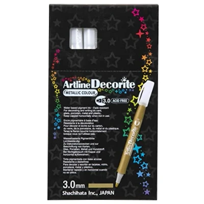 Image of Artline &#039;Decorite&#039; Metallic Gold Marker Pen 3.0mm for Card, Glass, Metal and Plastic