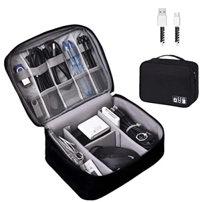 Image of OrgaWise Accessories Bag Travel Electronics Organiser for Cables, Carry Storage Case Power Bank, Camera, and Memory Card send 2 pcs Data Line Protect Sets