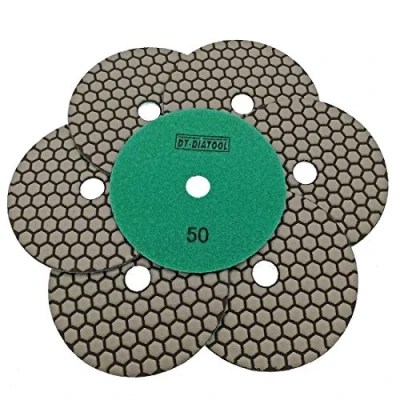 Image of DT DIATOOL Dry Diamond Polishing Pads 5 Inch/125mm 7 Pieces #50 for Granite Marble Ceramic