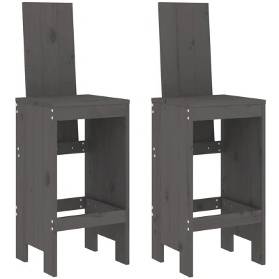 Image of vidaXL Bar Stools 2 pcs Grey 40x42x120 cm Solid Wood Pine