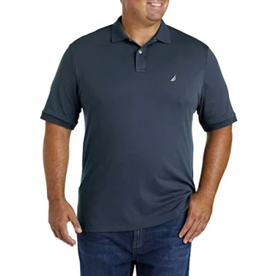 Image of Nautica Men&#039;s Classic Fit Short Sleeve Solid Soft Cotton Polo Shirt, Navy, 4X Tall