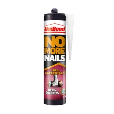 Image of UniBond No More Nails All Materials Heavy Objects Construction Adhesive, Grab High Strength Adhesive Bonding, Required, White, 440 g Cartridge